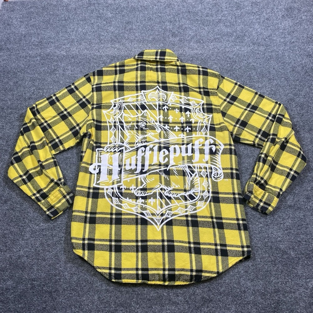 Harry Potter Hogwarts Hufflepuff Cakeworthy Long Sleeve Plaid Shirt Mens Medium